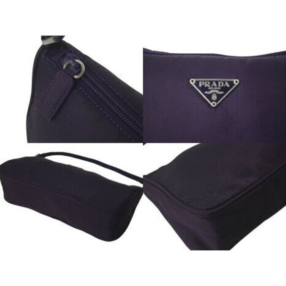 Prada One Shoulder Bag Pouch Triangle Logo Purple Nylon - Picture 6 of 8